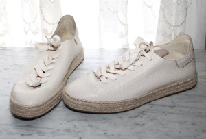 Sam Edelman Ecru Pebble Leather Sneakers NWOB 8M Preppy Ivy Style Light Beige - Picture 1 of 7