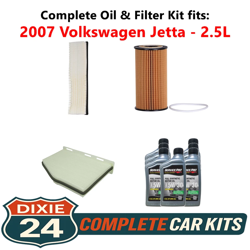 2007 Volkswagen Jetta 2.5L Complete Air, Oil & Cabin Filter Kit (5W-30) Foto 1 de 4