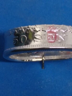 1908 JAPAN 50 SEN [year 41 ] MEIJI silver coin ring - Image 1 of 4