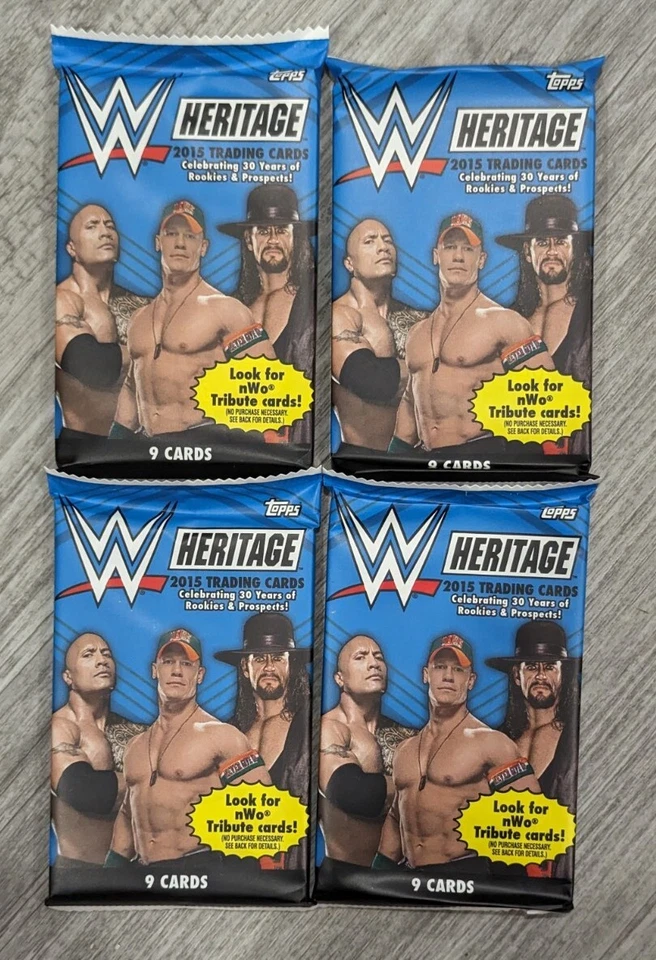 2015 Topps Heritage WWE Wrestling  HERITAGE  Trading Cards FOUR 4 Pack Lot - Image 1 of 1