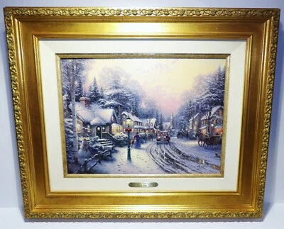 THOMAS KINKADE VILLAGE CHRISTMAS COTTAGE VIII S/N FRAMED CANVAS LITHOGRAPH - Image 1 of 4