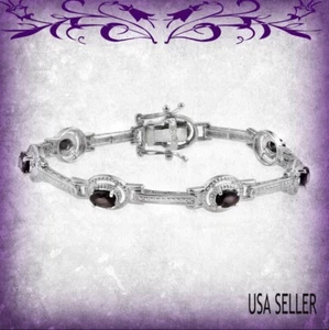 TGW 4.120 cts. Lovely Genuine Silver Sapphire Bracelet 7.50 In - Picture 1 of 1