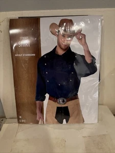 Cowboy Shirt Halloween Costume Men’s Adult Standard L Navy Blue NWT See Photos - Picture 1 of 17