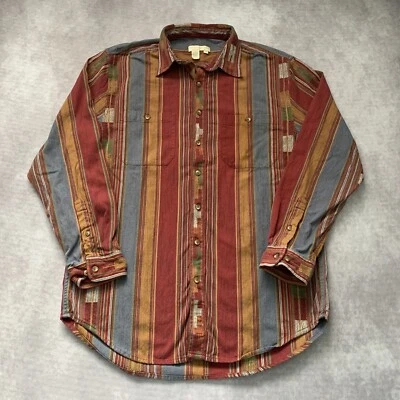 The Territory Ahead Button Up Shirt Size L T Red Striped Aztec Tribal Pattern - Image 1 of 4