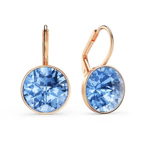 MYJS Bella Earrings With 6 Carat Light Sapphire Crystals Rose Gold Plated - Picture 1 of 2