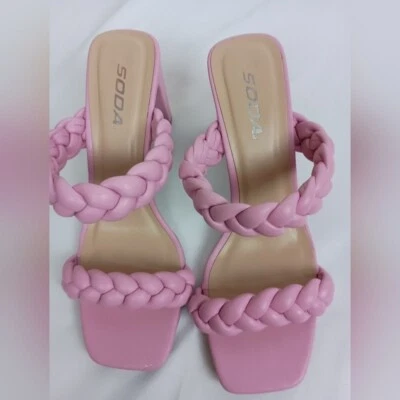Sandalias Soda Barbiecore Coquette Rosa Pastel Correa Trenzada Talla 7.5 (#1,004) Foto 1 de 4