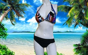 New GIDEON OBERSON by GOTTEX Abstract multicolor BATHING SUIT BIKINI 32B/C and 6 - Picture 1 of 7
