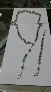 collana e bracciale rosario pallini 10 mm argento 925 rosario preghiera - Imagen 1 de 1
