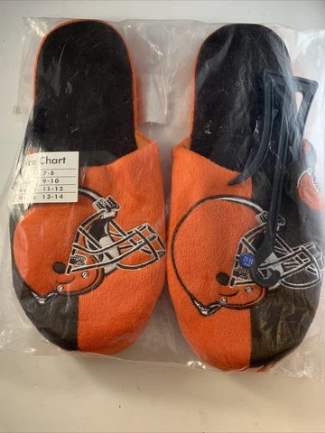 Cleveland Browns SLIDE SLIPPERS Size 11-12  New w Tag Cover