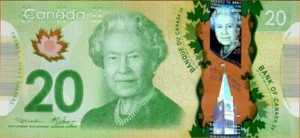 2012 20 Dollars Circulated Polymer. Canada $20 Banknote Queen Elizabeth II CIR. - Picture 1 of 2