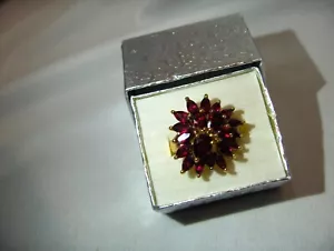 Pensionierte Suzanne Somers Gold über Sterlingsilberring rubinrot CZ's Gr. 6 - Bild 1 von 8
