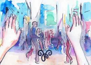 ORIGINAL DRAWING PAINTING HAND DRAWN HANDS STOP MOVE Movement Study ART - Picture 1 of 1