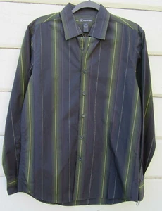 INC International Concepts Herren M 100 % Baumwolle schwarz gestreift LS Oberhemd NEU - Bild 1 von 8