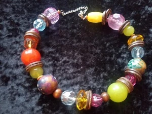 BIG bead necklace - gorgeous FUN statement! 16" beads 5" chain clasp - Picture 1 of 2