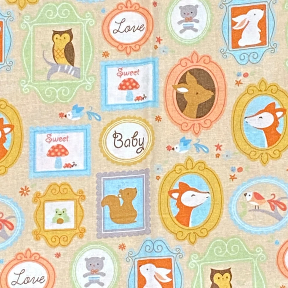 Woodland Nursery Fabric Pastel Quilting Cotton Print 35x44 - Image 1 of 4