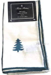 Brooks Brothers Christmas Tree Napkins 100% Cotton 18X18 Set of 8 Embroidered - Picture 1 of 5