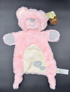 NWT! 2018 Animal Adventure Pink Bear Plush Lovey Security Blanket NuNu w/ Hearts - Picture 1 of 11