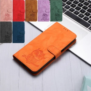Flip Leather Phone Case for Huawei P50 P40 P30 P20 Animal Embossed Wallet Cover - Picture 1 of 17