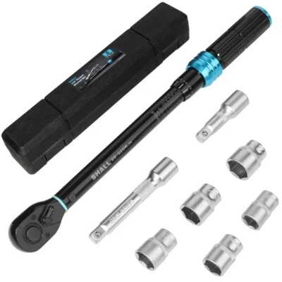 SHALL 1/4" 3/8"1/2" Torque Wrench Set,2-220Nm Dual Direction Adjustable 72 Tooth