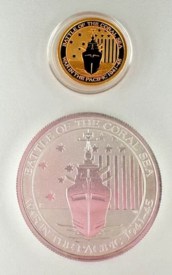 2014 Australia Gold Silver Coral Sea 2 Coin Lot 1/10 Oz .999 Gold 1/2 Silver Set - Image 1 of 4