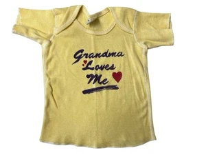 VTG SCREEN STARS Infant “Grandma Loves Me” Yellow Shirt Made in USA 18mo 1980s - Picture 1 of 5