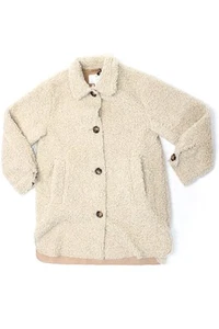 Zara Girls Faux Shearling Collared Button Down Jacket Beige Size 13/14 - Picture 1 of 2