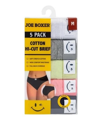 Joe Boxer 女式 XXL 男孩短裤内衣内裤棉混纺 5 对罗纹全新带标签 — 第 1/4 张图片