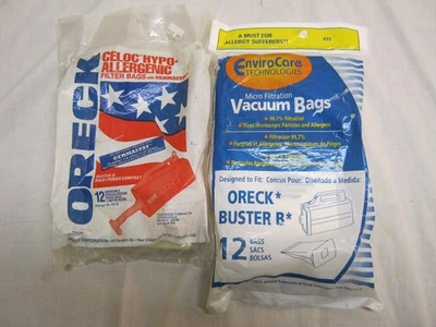 12 Fits Plus 5 extra For Oreck Buster B Micro Filtration canister vacuum bags  - Image 1 of 4