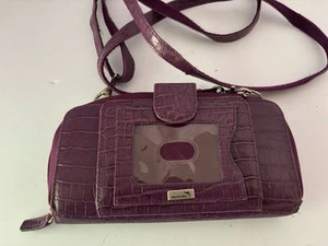 WalletBe Wallet Crossbody Purple Zip Snap Genuine Leather - Picture 1 of 5