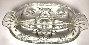 Vintage Anchor Hocking Davidstern Glas geteilt Relish Tablett vorgeschnitten klar - Bild 1 von 5