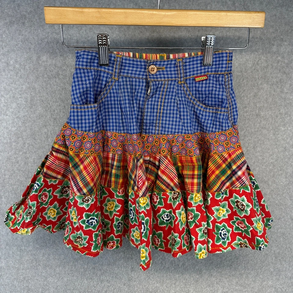 Falda Oilily Vintage Niños Niñas 9-10 Multicolor Floral Estampado A Cuadros Algodón Foto 1 de 4