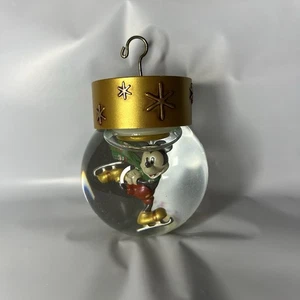 Disney Snow Globe Tree Replacement Ornament Glitter Globe Mickey Mouse Skating  - Picture 1 of 3