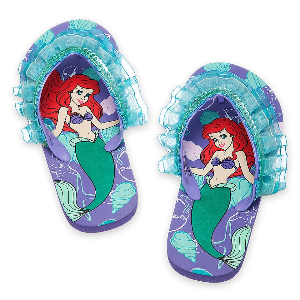 Disney Store Princess Ariel Girl Flip Flops Sandals Shoes Size 9/10 11/12  - Image 1 of 1