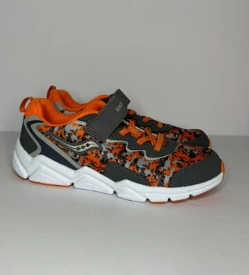 Saucony Kids Unisex Flash A/C 3.0 Sneakers Gray Orange Camo Big Kids Size 3.5 - Image 1 of 4