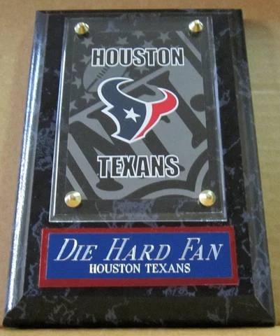 DIE HARD FAN HOUSTON TEXANS LOGO CARD PLAQUE FOR YOUR MAN CAVE WALL Cover