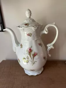 Vintage Eschenbach La Reine Moss Rose Scalloped Porcelain Coffee Pot 8 Cup HTF - Picture 1 of 13
