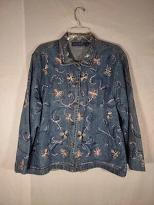 Jane Ashley Damenhemdjacke Denim bestickt Größe Large - Bild 1 von 11