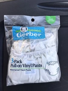3 Pack~ Vintage GERBER~ Baby Vinyl Pants Pull-On Size Small~ Birth to 12lbs ~NEW - Picture 1 of 5