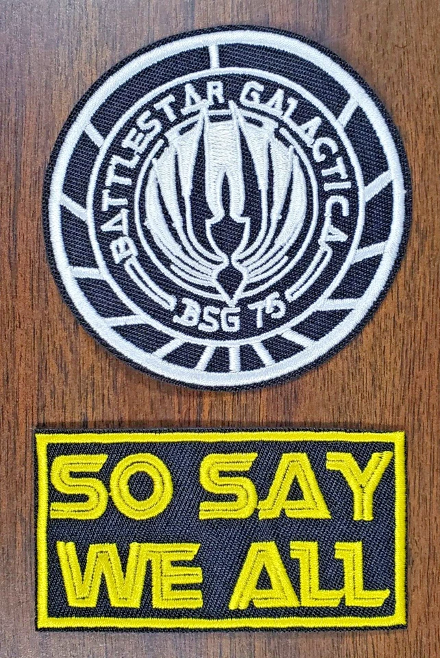¡OFERTA ESPECIAL 2 por 1! Juego de parches de 3" Battlestar Galactica BSG 75 & So Say We All Foto 1 de 1