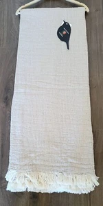 Oversized Reversible Throw Taupe/Stripes Made in Portugal Piscatextil NWT - Picture 1 of 8