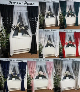 Stunning contemporary set net curtain with two curtains and 3 cristal decors - Picture 1 of 36