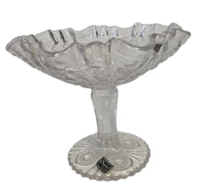 🍸Vintage Imperial Lenox Pressed Glass Footed Ruffled Edge Candy Dish Compote 8' - Picture 1 of 13
