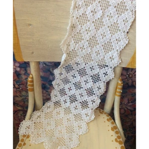 Lace Squares Table Cloth Cover Runner Scarf Topper Vintage Hand Crochet - Picture 1 of 5