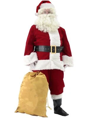 Traje de Santa Deluxe para hombre 11 piezas Disfraz de Papá Noel Navidad Ultra Terciopelo Adulto Foto 1 de 4
