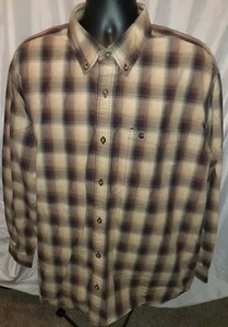 Carhartt Shirt Mens 2XL Brown/Tan Button Down Plaid Long Sleeve - Picture 1 of 9
