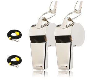 Metal Coach Whistles with Lanyard – Loud Sports Whistle for Referee & Gym - Picture 1 of 2