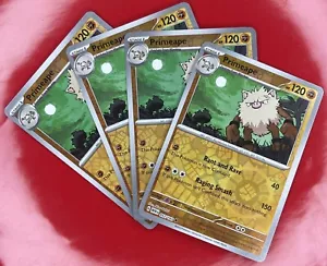 4X Pokemon TCG Primeape 057/165 REVERSE HOLO Scarlet & Violet 151 English NM - Picture 1 of 2