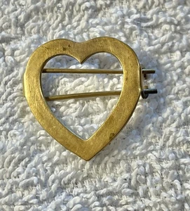Antique Metal Heart Hair Barrette Vintage 1” Small Gold Brass Tone Accessory - Picture 1 of 8