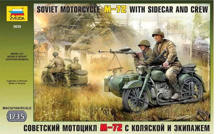 Soviet Motorcycle M-72 with Sidecar and Crew Zvezda | N. 3639 | 1:35 - Immagine 1 di 1