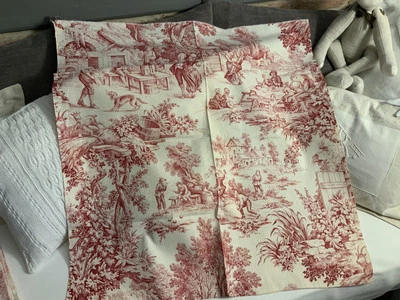 Linge Ancien Lot De 2 Toile De Jouy Rose - Photo 1/4